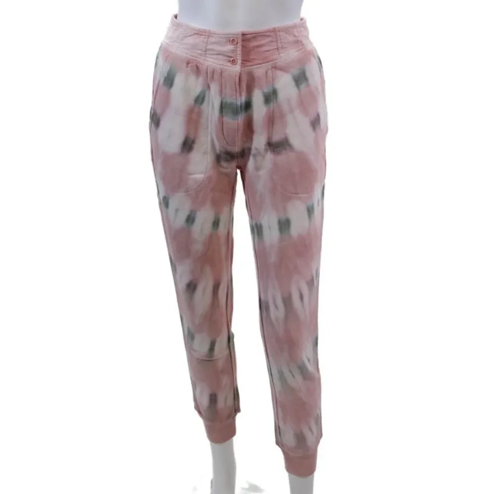 Something Navy Womens Cotton Tie-Dye Zippered Skinny Sweatpants Pink Size XS